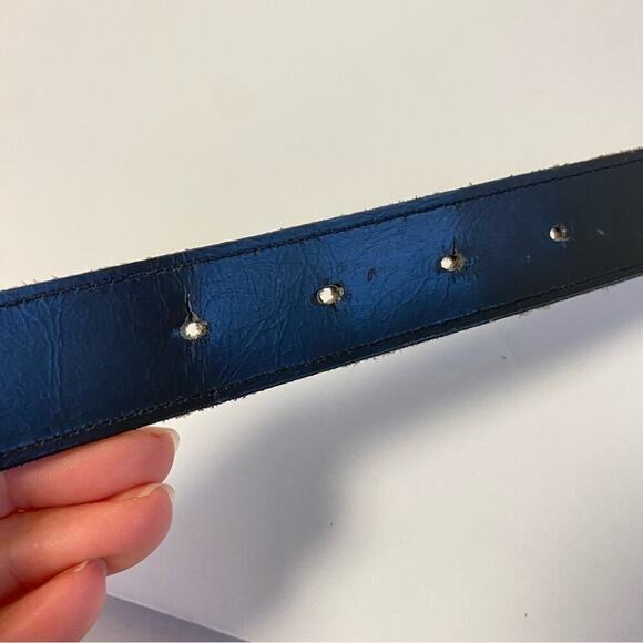 Vintage Houndstooth Belt Leather Gold Buckle Mini Print Statement Womens Medium - Picture 6 of 10